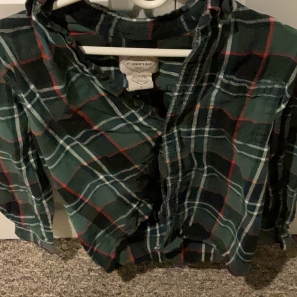 St. John's Bay Green Plaid Casual Button Down Shirt - Picture 1 of 1